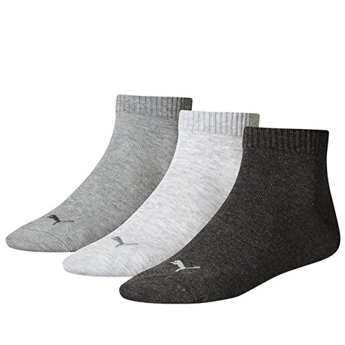 Puma Quarter Plain, Calcetín Unisex Adulto, Gris (Anthraci/L Mel Grey), 35-38, (Pack de 3)