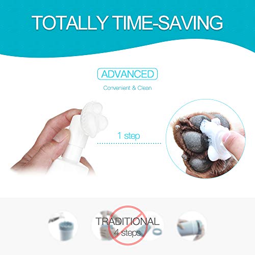 PUPMATE Limpiador de Patas, champú sin Agua para Mascotas con Cepillo de Silicona para Perros, Gatos, Limpieza de pies, Cepillo de Aseo, Aroma de Rosa, 17,8 oz