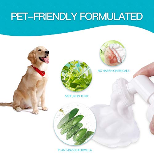 PUPMATE Limpiador de Patas, champú sin Agua para Mascotas con Cepillo de Silicona para Perros, Gatos, Limpieza de pies, Cepillo de Aseo, Aroma de Rosa, 17,8 oz