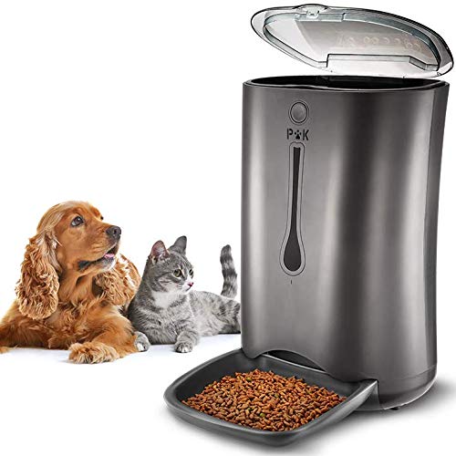PUPPY KITTY 7L comedero automático para Perros y Gatos, Alimentador automático con Temporizador con hasta 4 Comidas por día, Pantalla LCD y función de grabación de Sonido (Negro).