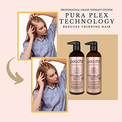 Pura D'Or Adelgazamiento del cabello grado profesional terapia champú y acondicionador régimen clínicamente probados súper concentrado para obtener máximos resultados