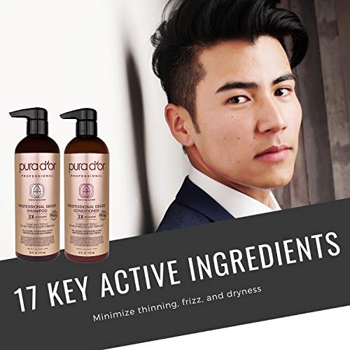 Pura D'Or Adelgazamiento del cabello grado profesional terapia champú y acondicionador régimen clínicamente probados súper concentrado para obtener máximos resultados