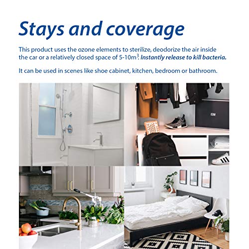 Purificador de Aire. Ozonizador doméstico. Ozono para coche y hogar. Generador de Ozono desinfectante. Máquina ozono portátil. Purificador ozono casa. Ideal para coche, baño, cocina, armarios, etc.