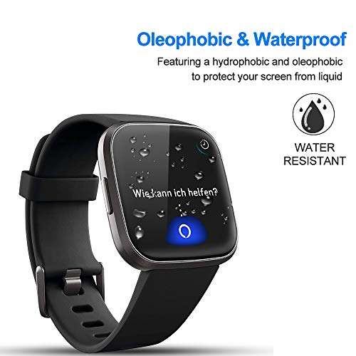 PUUDUU Protector de Pantalla para Fitbit Versa 2, [6 Pack] Cristal Templado para Fitbit Versa 2, Película Transparente TPU, 3D Cobertura Completa, Anti-Scratches, Sin Burbujas