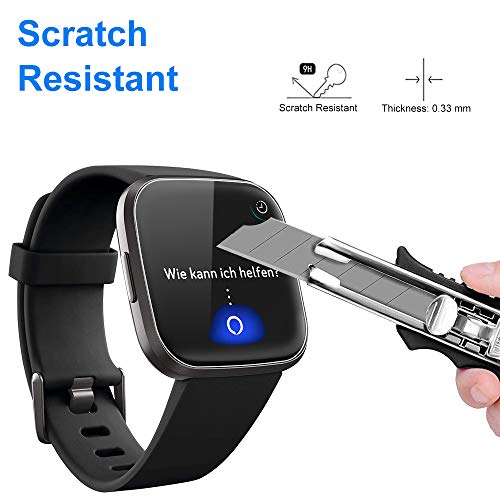 PUUDUU Protector de Pantalla para Fitbit Versa 2, [6 Pack] Cristal Templado para Fitbit Versa 2, Película Transparente TPU, 3D Cobertura Completa, Anti-Scratches, Sin Burbujas
