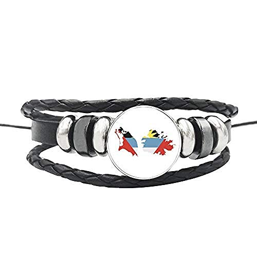 pyongjie Clásico Bahamas Panamá Cuba Haití América Central Bandera Nacional Pulsera Cuerda de Cuero Botones de cúpula de Vidrio Brazalete