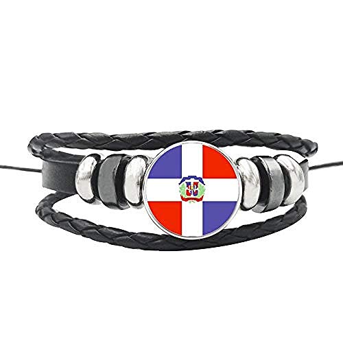pyongjie Clásico Bahamas Panamá Cuba Haití América Central Bandera Nacional Pulsera Cuerda de Cuero Botones de cúpula de Vidrio Brazalete