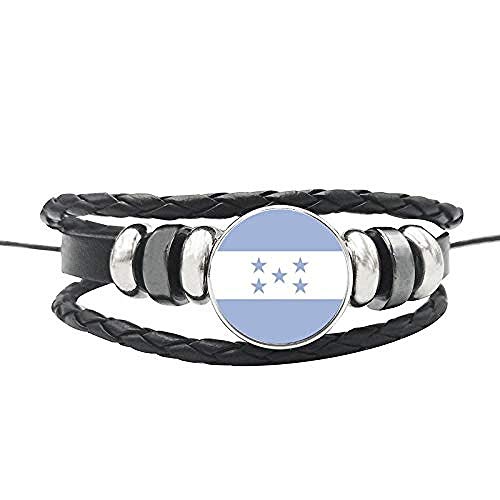 pyongjie Clásico Bahamas Panamá Cuba Haití América Central Bandera Nacional Pulsera Cuerda de Cuero Botones de cúpula de Vidrio Brazalete