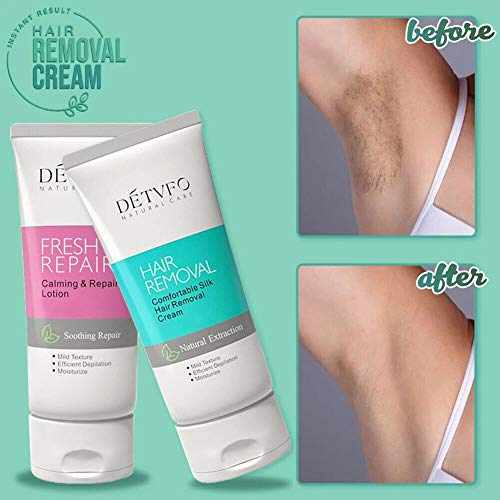 QDY Set de Crema semipermanente de depilación y reparación de poros Suave No irritante Fácilmente depilación Adecuado para Cualquier Tipo de Piel (4 Piezas)