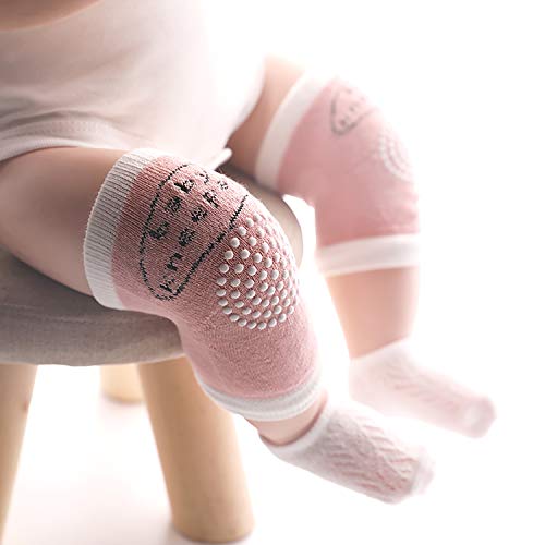 QH-shop 3 Pares Rodilleras para Bebés y 3 Pares Calcetines con Silicona Antisdeslizantes Almohadillas para Niño Rodilla Codo Almohadillas Leg Warm 0-24 Meses