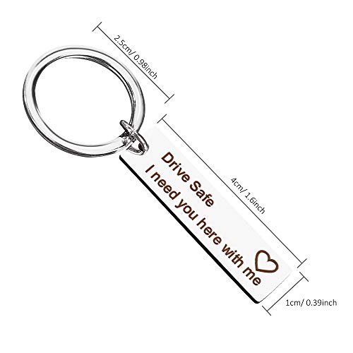 QH-Shop Drive Safe Llaveros Conduce Seguro Te Necesito Aquí Conmigo Llavero con Grabado Regalo para Esposo Papá Mamá 3 Piezas