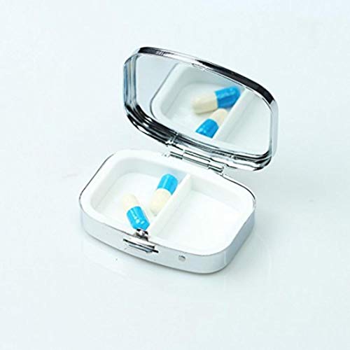 QHaihu Ombre Herringbone - Pastillero rectangular de plata, bolsillo para medicina, soporte para tableta