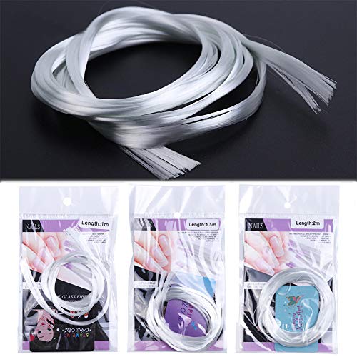 Qiao Nai fibra de vidrio de uñas para Nail Art Gel de extensión rápida de uñas de acrílico blanco Herramienta de construcción con raspador de uñas de acrílico Salon herramienta (1.5m)