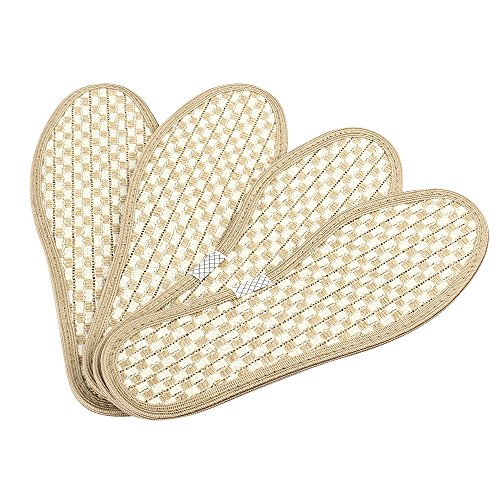 QiCheng & LYS Plantilla de lino transpirable unisex, plantilla de bambú de lino antideslizante de doble cara 2 pares (42 EU 26 lino)