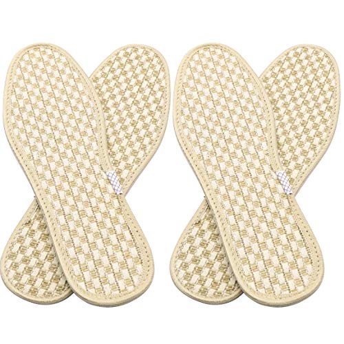 QiCheng & LYS Plantilla de lino transpirable unisex, plantilla de bambú de lino antideslizante de doble cara 2 pares (42 EU 26 lino)