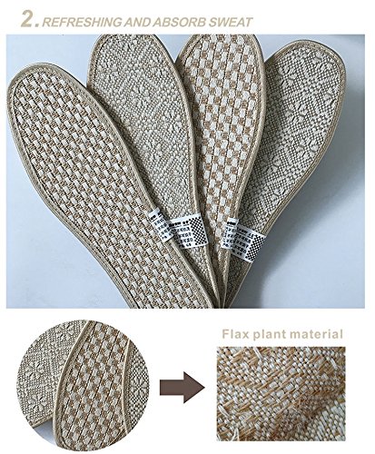 QiCheng & LYS Plantilla de lino transpirable unisex, plantilla de bambú de lino antideslizante de doble cara 2 pares (42 EU 26 lino)