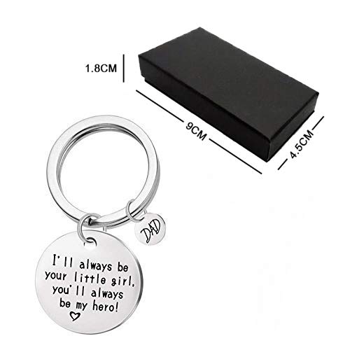 QICI Regalo del Día del Padre Llavero Joyería Llavero Regalos Navidad Keychain(I'Ll Always Be Your Little Girl, You Will Always Be My Hero) (1)
