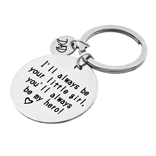 QICI Regalo del Día del Padre Llavero Joyería Llavero Regalos Navidad Keychain(I'Ll Always Be Your Little Girl, You Will Always Be My Hero) (1)