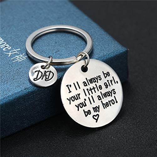 QICI Regalo del Día del Padre Llavero Joyería Llavero Regalos Navidad Keychain(I'Ll Always Be Your Little Girl, You Will Always Be My Hero) (1)