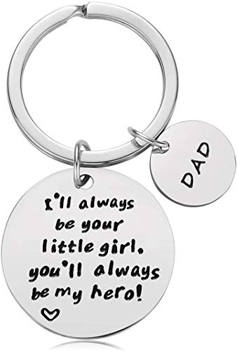 QICI Regalo del Día del Padre Llavero Joyería Llavero Regalos Navidad Keychain(I'Ll Always Be Your Little Girl, You Will Always Be My Hero) (1)