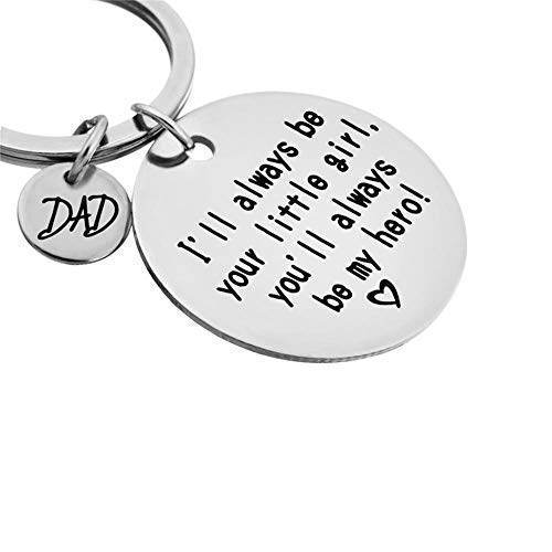 QICI Regalo del Día del Padre Llavero Joyería Llavero Regalos Navidad Keychain(I'Ll Always Be Your Little Girl, You Will Always Be My Hero) (1)