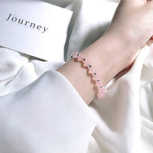 QIEERNN Pulsera Joyería S925 Silver Powder Crystal Bracelet Ins Sweet Temperament Modelo Femenino Powder Series Melocotón Blossom Crystal Bracelet Trend Jewelry
