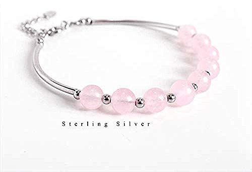QIEERNN Pulsera Joyería S925 Silver Powder Crystal Bracelet Ins Sweet Temperament Modelo Femenino Powder Series Melocotón Blossom Crystal Bracelet Trend Jewelry