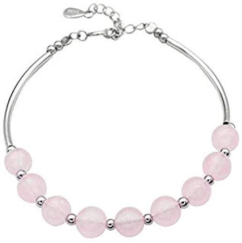 QIEERNN Pulsera Joyería S925 Silver Powder Crystal Bracelet Ins Sweet Temperament Modelo Femenino Powder Series Melocotón Blossom Crystal Bracelet Trend Jewelry
