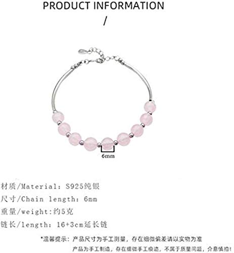 QIEERNN Pulsera Joyería S925 Silver Powder Crystal Bracelet Ins Sweet Temperament Modelo Femenino Powder Series Melocotón Blossom Crystal Bracelet Trend Jewelry