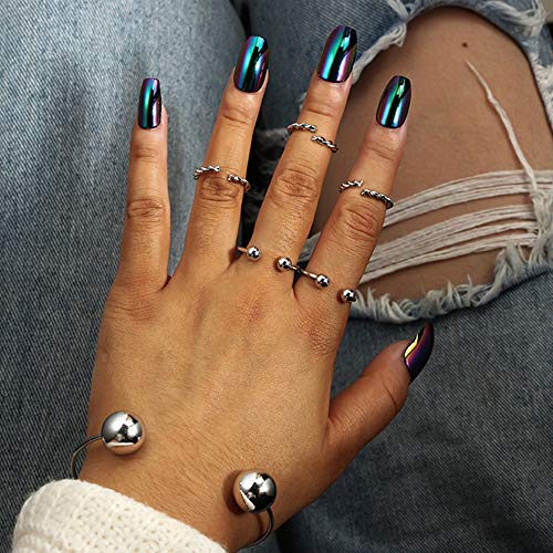 Qiiueen Anillos Mujer, Pulsera De Temperamento Redondo Simple Abalorio Salvaje Conjunto De 6 Piezas