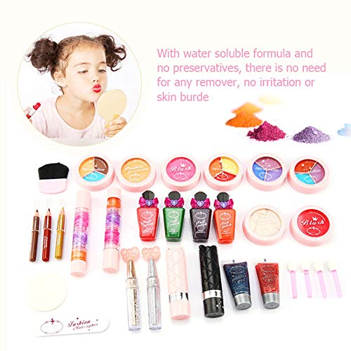 Qiterr Kit de Maquillaje para niñas, Juego de cosméticos Princess Cosmetics para niñas Kit de Maquillaje para niños con Estuche Mini