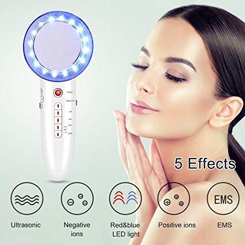 Qiterr Máquina para Dar Forma al Cuerpo 6 en 1, EMS LED Galvanic Ion Face Beauty Machine Pérdida de Peso Corporal contra la Celulitis(EU)