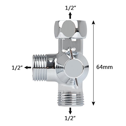 QLOUNI Desviador de 3 vías Interruptor de válvula para la ducha, latón macizo, rosca (0,5 pulg./12,7 mm), cromo pulido