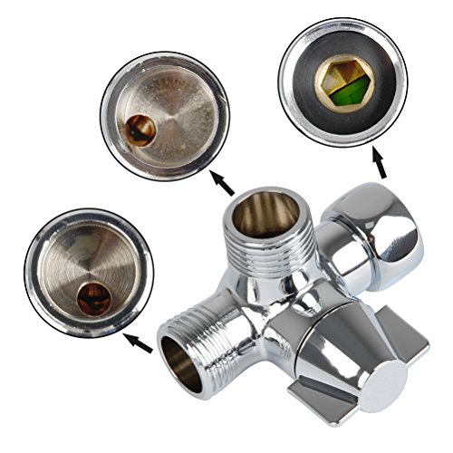 QLOUNI Desviador de 3 vías Interruptor de válvula para la ducha, latón macizo, rosca (0,5 pulg./12,7 mm), cromo pulido