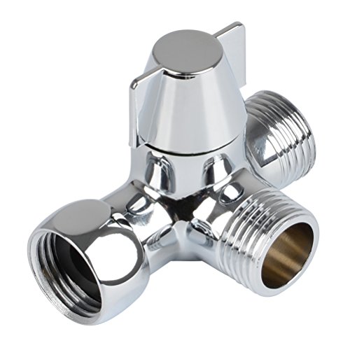 QLOUNI Desviador de 3 vías Interruptor de válvula para la ducha, latón macizo, rosca (0,5 pulg./12,7 mm), cromo pulido