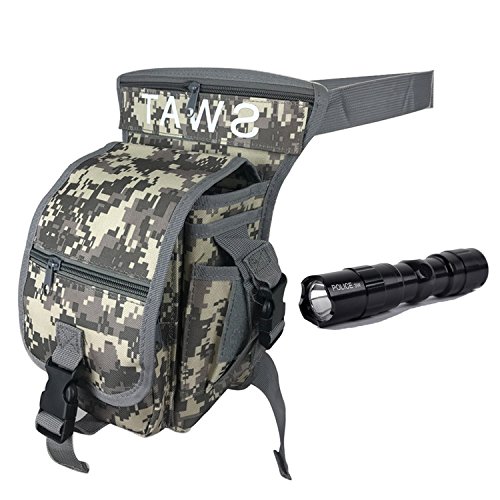 QMFIVE Bolsos Pierna Hombre con Linterna Deporte Exterior táctico Impermeable Bolsa de Pierna Militar Ejército Molle EDC Táctico Bolsos Bolsa de Cintura/Deportiva Riñonera de Marcha Bolsa de Cinturón