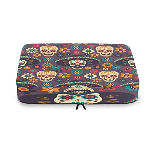 QMIN - Juego de 4 Cubos de Embalaje de Viaje con diseño de Calavera Mexicana, Bolsa organizadora de Malla para Equipaje de Mano, Bolsa de Almacenamiento para Maletas de Viaje