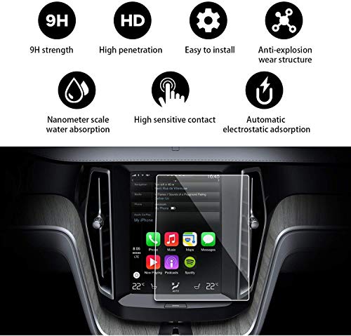 QOHFLD Para Volvo XC60 Sensus 2018 2019, Protector de Pantalla de navegación de Coche de Vidrio Templado Transparente de 8,7 Pulgadas Protector de película de Pantalla táctil LCD