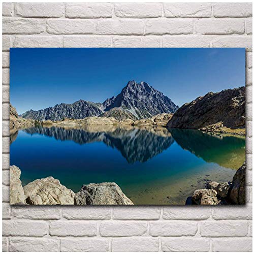 QQDSB Lake Rock Wilderness Mountain Nature Scenery Canvas Painting Posters Wall Art Prints para la decoración de la Pared del hogar Living -20x28 Inch Sin Marco 1 PCS