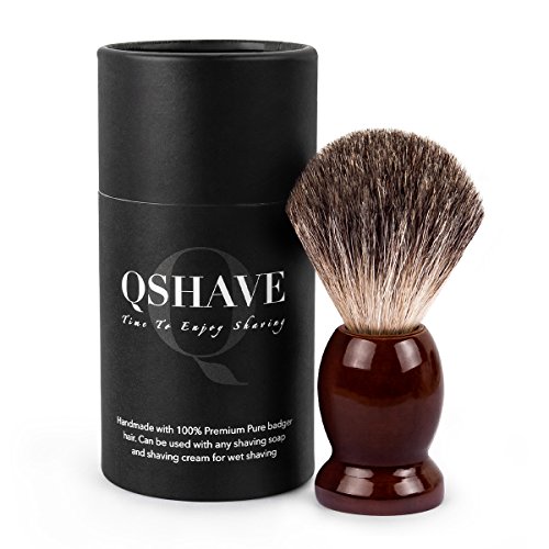 qshave Brocha de afeitar hecho a mano de 100% pelo de blaireaus auténtico y puros con mango de madera. La elección para el afeitado mojado con navaja de seguridad/seguridad coup-choux.