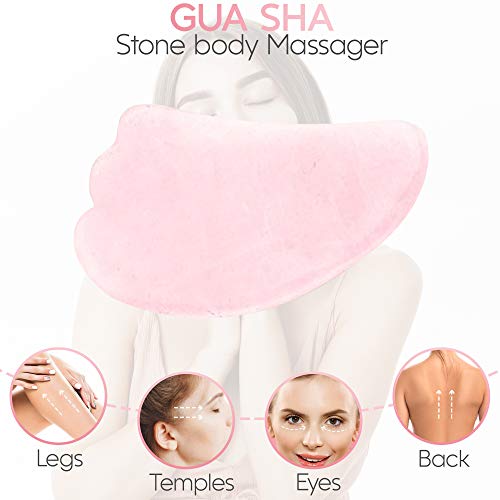 Quartz Jade Roll, Gua Sha Jade Roller Masajeador auténtico, Masaje facial antienvejecedor con rodillo natural, Antiarrugas Antienvejecimiento para ojos, cara y cuello, Masaje con piedras faciales