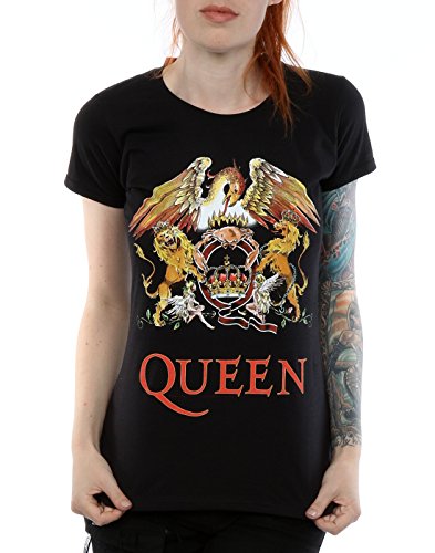 Queen mujer Crest Logo Camiseta Large Negro