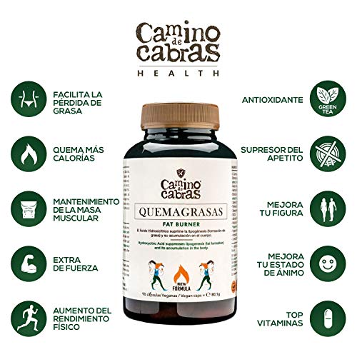 Quemagrasas potente para Adelgazar. Fat Burner de Alto impacto. Antioxidante natural. Nueva Fórmula Registrada con Elevada concentración de activos, Vitaminas y Minerales.