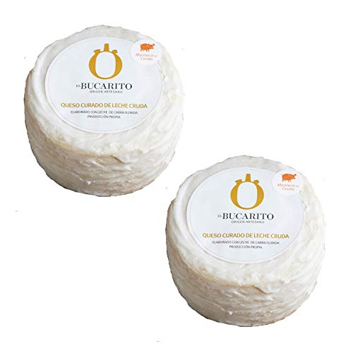 Queso Curado en Manteca de Leche Cruda de 900 gr - Elaborado en Cadiz - Quesos El Bucarito (Pack de 2 piezas)