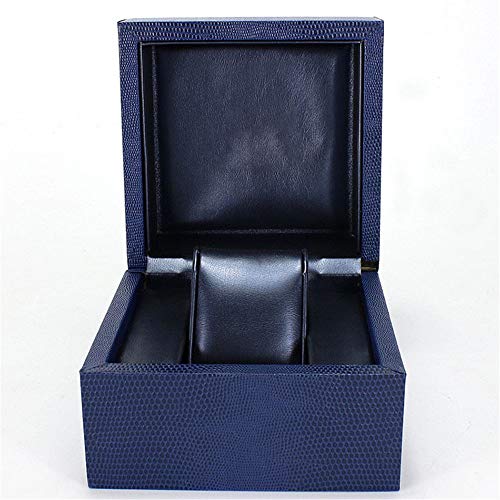 QuRRong Caja de Almacenamiento de Reloj del Caso de exhibición de 1 Single PU del Reloj del Reloj del Cuero Caja de Almacenamiento para Hombres o Mujeres (Color : Blue, Size : 11.5X11.5X8.5CM)