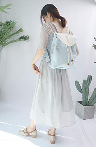 QXYOUNGB Mochila Casual de Lona de Estilo Nacional literario Chino Vintage con Vigas para Mujer, combinación de Bordado de Color Blanco Pera
