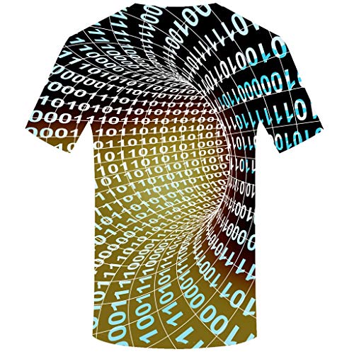 Rabbiter Hombres Verano Nueva Camiseta Impresa en 3D Completa Talla Grande S-3XL Blusa con Estampado Fresco(Amarillo,XXXL)