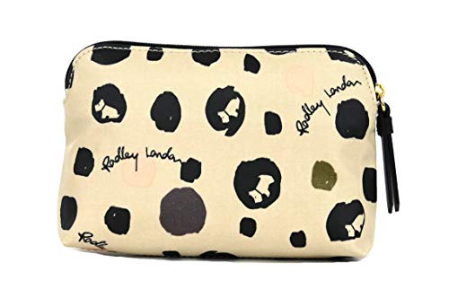 Radley Bubble Dog - Bolsa de cosméticos con cremallera pequeña para perro (piel de aceite), color gris pardo y negro