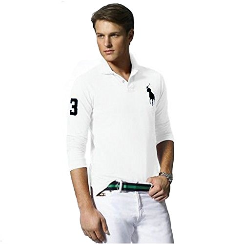 Ralph Lauren Polo de Manga Larga Big Pony Custom Fit (M, Blanco)