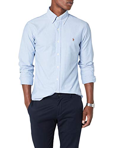 Ralph Lauren Slim Fit BD Ppc Camisa de Vestir, Azul (BSR Blue B4060), Large (Talla del Fabricante: 40) para Hombre